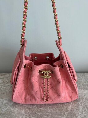 Authentic Chanel Mini 25 Coral Suede Brand New in Box